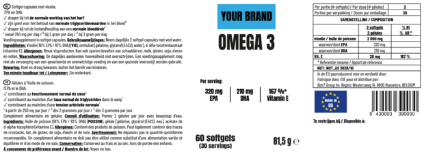 Your Brand Store - Omega 3 - 60 softgels - label info.